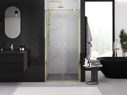 Mexen Exo uși de duș duble rabatabile 70 cm, transparente, aurii - 814-070-000-50-00