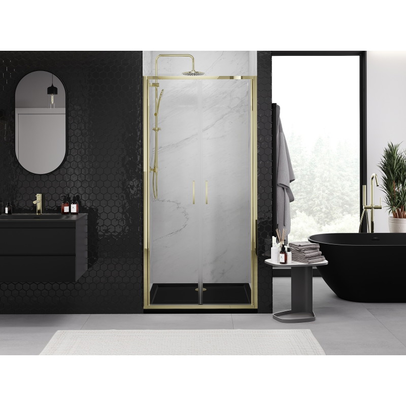 Mexen Exo-B Duo uși de duș duble batante 70 cm, transparente, aurii - 814-070-000-50-00