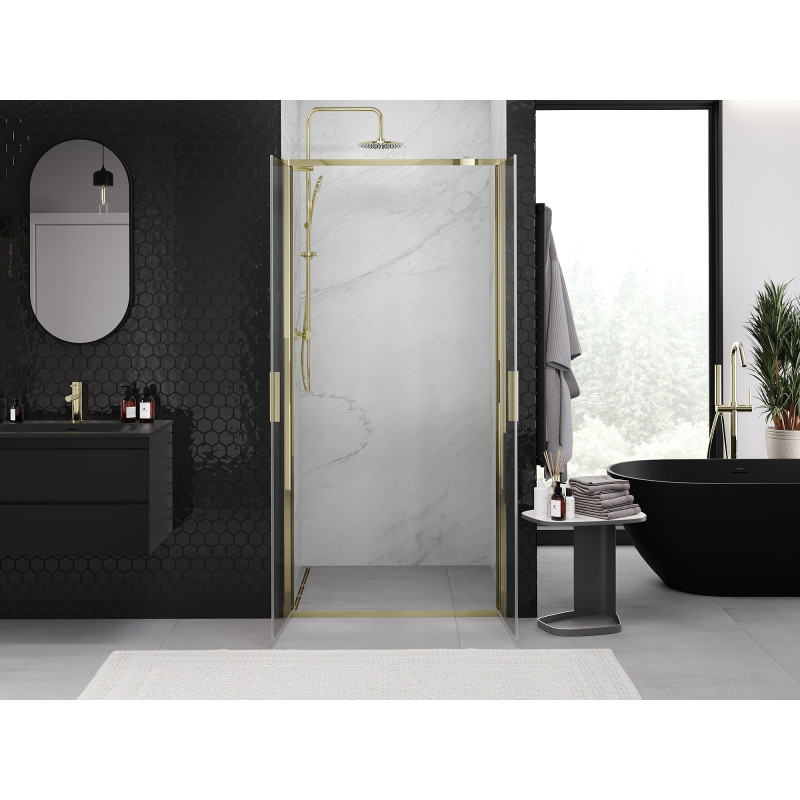 Mexen Exo-B Duo uși de duș duble batante 70 cm, transparente, aurii - 814-070-000-50-00