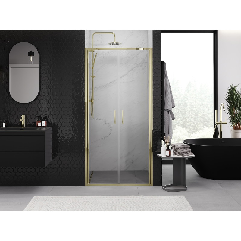 Mexen Exo-B Duo dupla zuhanyajtó 80 cm, áttetsző, arany - 814-080-000-50-00