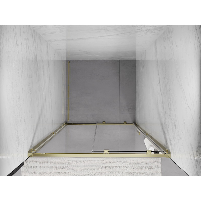 Mexen Exo-S 95 cm-es tolóajtós zuhanykabin, átlátszó, arany - 8151-095-000-50-00