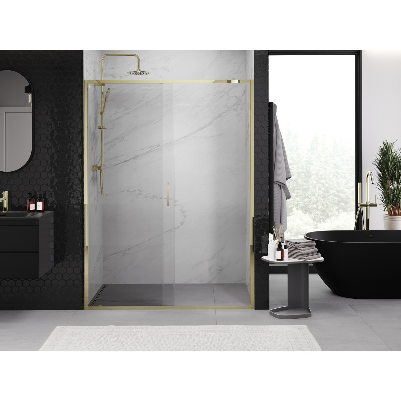 Mexen Exo-S uși de duș glisante 135 cm, transparente, aurii - 8151-135-000-50-00