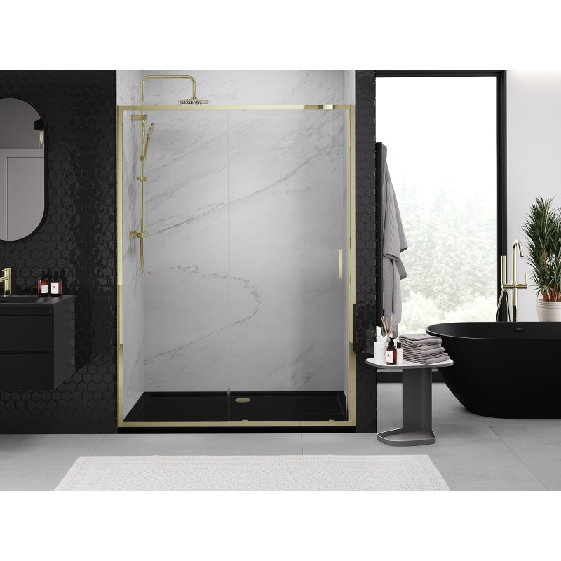 Mexen Exo-S uși de duș glisante 150 cm, transparente, aurii - 8151-150-000-50-00