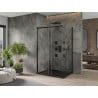 Mexen Omega cabină de duș extensibilă 100 x 90 cm, transparent, Neagră + cadă de duș Flat, Neagră - 825-100-090-70-00-4070B