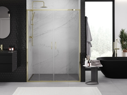 Mexen Exo-S Duo uși de duș duble glisante 130 cm, transparente, aurii - 8152-130-000-50-00