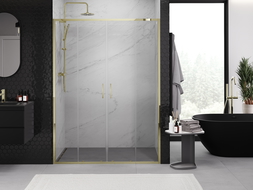 Mexen Exo uși de duș duble culisante 130 cm, transparent, auriu - 8152-130-000-50-00
