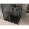 Mexen Omega cabina de duș glisantă 100 x 90 cm, transparentă, neagră + cadă Flat, neagră - 825-100-090-70-00-4070B