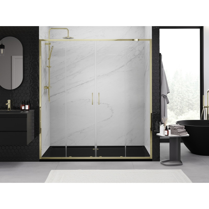 Mexen Exo-S Duo uși de duș duble culisante 170 cm, transparente, aurii - 8152-170-000-50-00
