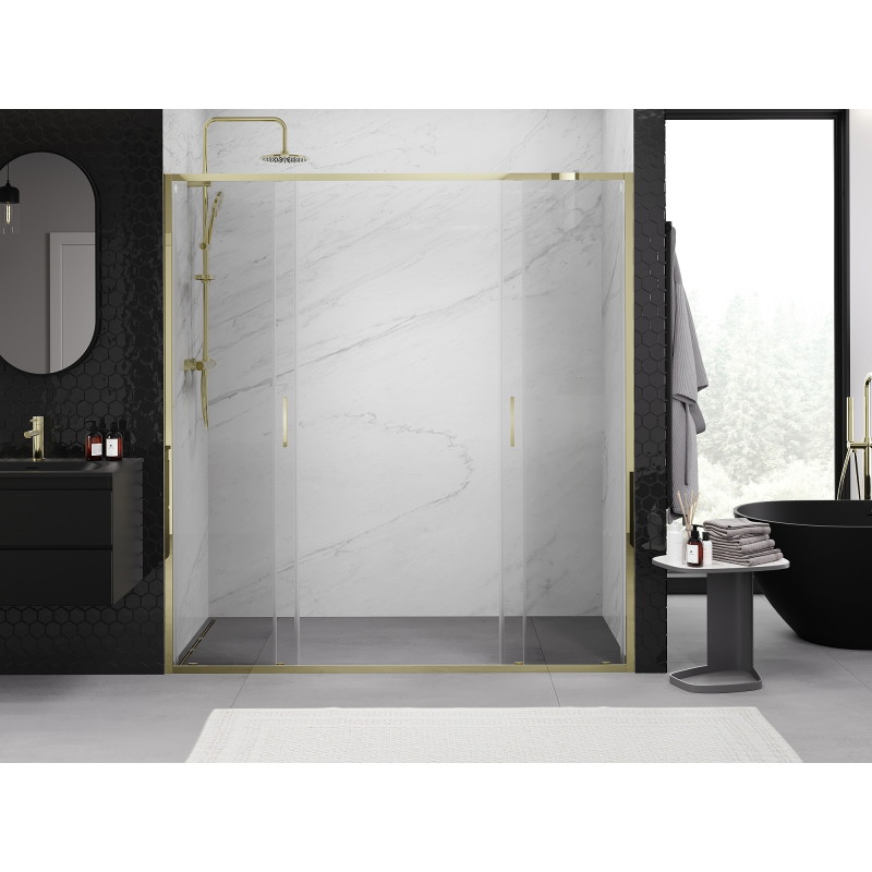 Mexen Exo-S Duo uși de duș duble culisante 170 cm, transparente, aurii - 8152-170-000-50-00
