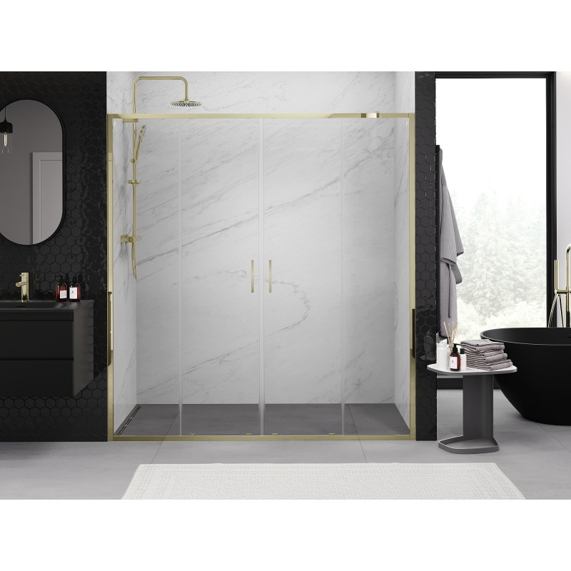 Mexen Exo-S Duo uși de duș duble glisante 190 cm, transparent, aurii - 8152-190-000-50-00
