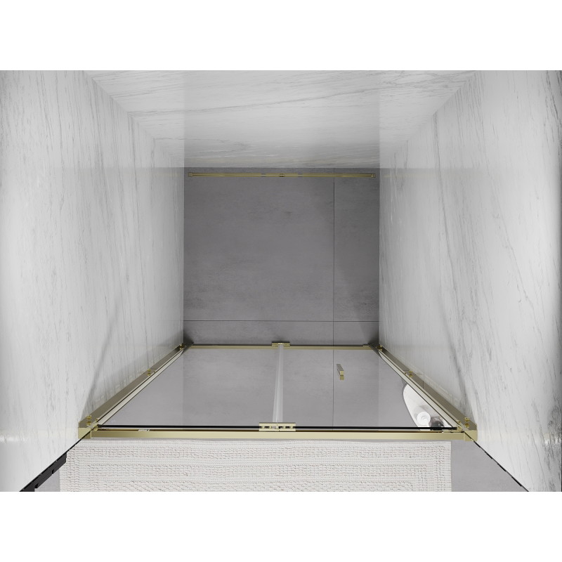Mexen Exo-F összecsukható zuhanyajtó 80 cm, átlátszó, arany - 816-080-000-50-00