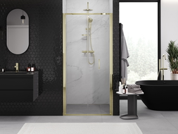 Mexen Exo uși de duș pliante 90 cm, transparente, aurii - 816-090-000-50-00