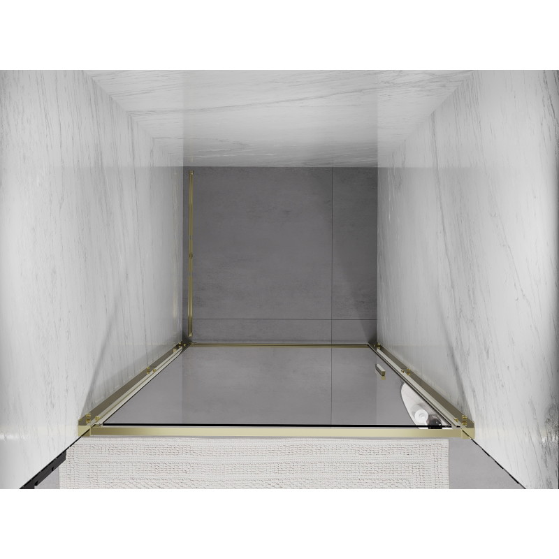 Mexen Exo-B 80 cm-es nyitható zuhanyajtó, áttetsző, arany - 817-080-000-50-00