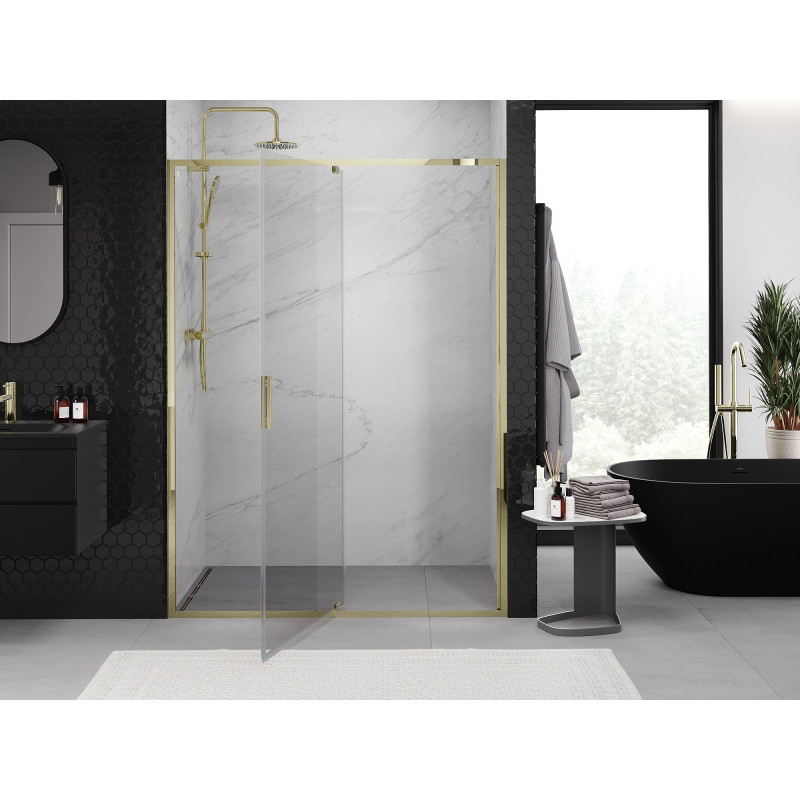 Mexen Exo-R 140 cm-es, átlátszó, arany zuhanyajtó - 819-140-000-50-00