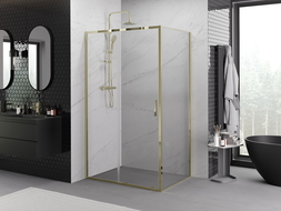 Mexen Exo cabină de duș glisantă 155 x 85 cm, transparentă, auriu - 8151-155-085-50-00