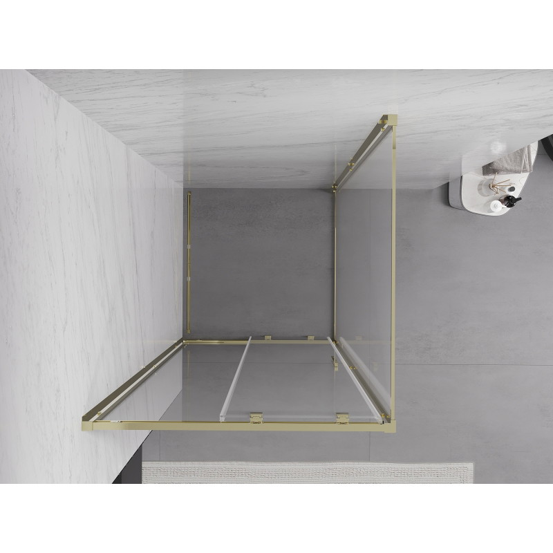Mexen Exo-S 95 x 95 cm-es toló zuhanykabin, átlátszó, arany - 8151-095-095-50-00