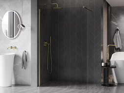 Mexen Kioto-X perete de duș Walk-in 120 x 200 cm, transparent 10 mm, auriu - 800-120-101-50-00-X