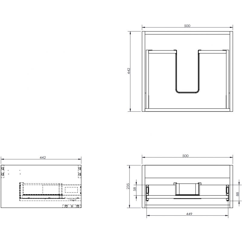 Mexen Box-A carcasă pentru dulap sub-lavoar 50 cm, 1 sertar, nuc - 91AX0-0500-235-1-86