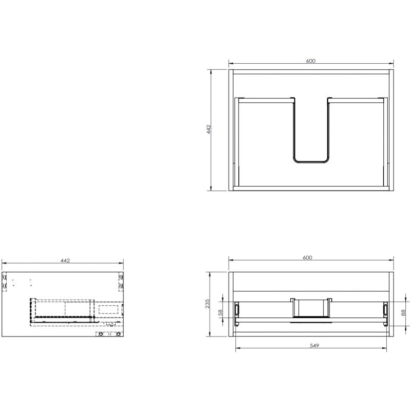 Mexen Box-A corp dulap baie 60 cm, 1 sertar, negru lucios - 91AX0-0600-235-1-70