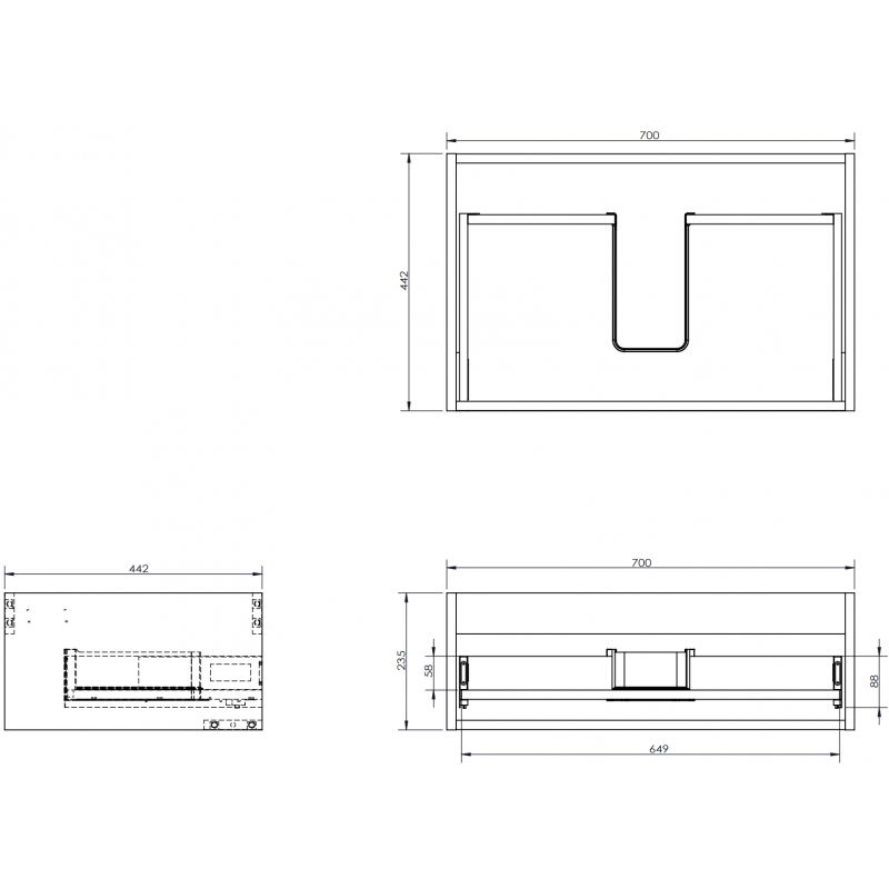 Mexen Box-A corp dulap lavoar 70 cm, 1 sertar, alb lucios - 91AX0-0700-235-1-00