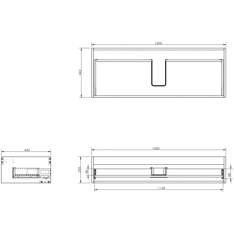 Mexen Box-A corp dulap pentru lavoar 120 cm, 1 sertar, gri mat - 91AX0-1200-235-1-62