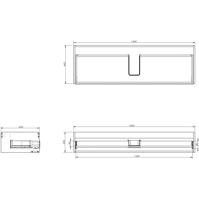 Mexen Box-A corp dulap sub chiuvetă 140 cm, 1 sertar, nuc - 91AX0-1400-235-1-86