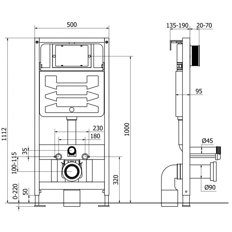 Mexen Fenix Air Slim cadru încastrat pneumatic pentru WC - 6A100