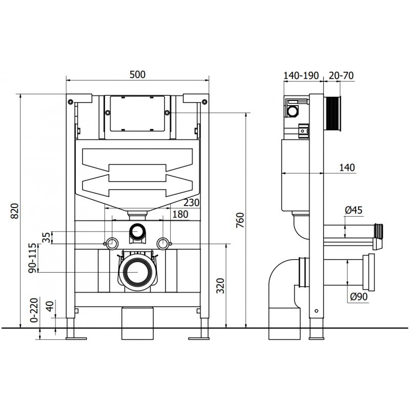 Mexen Fenix Air XS-F cadru încastrat pneumatic pentru WC - 6A800