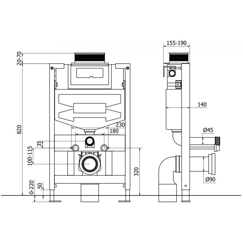 Mexen Fenix Air XS-U pneumatikus rejtett keret WC-hez - 6A850
