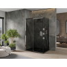 Mexen Omega tolóajtós zuhanykabin 100 x 80 cm, grafit, króm + Flat zuhanytálca, fekete - 825-100-080-01-40-4070