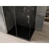 Mexen Omega cabină de duș extensibilă 100 x 90 cm, Grafit, Crom + cadă de duș Flat, Neagră - 825-100-090-01-40-4070