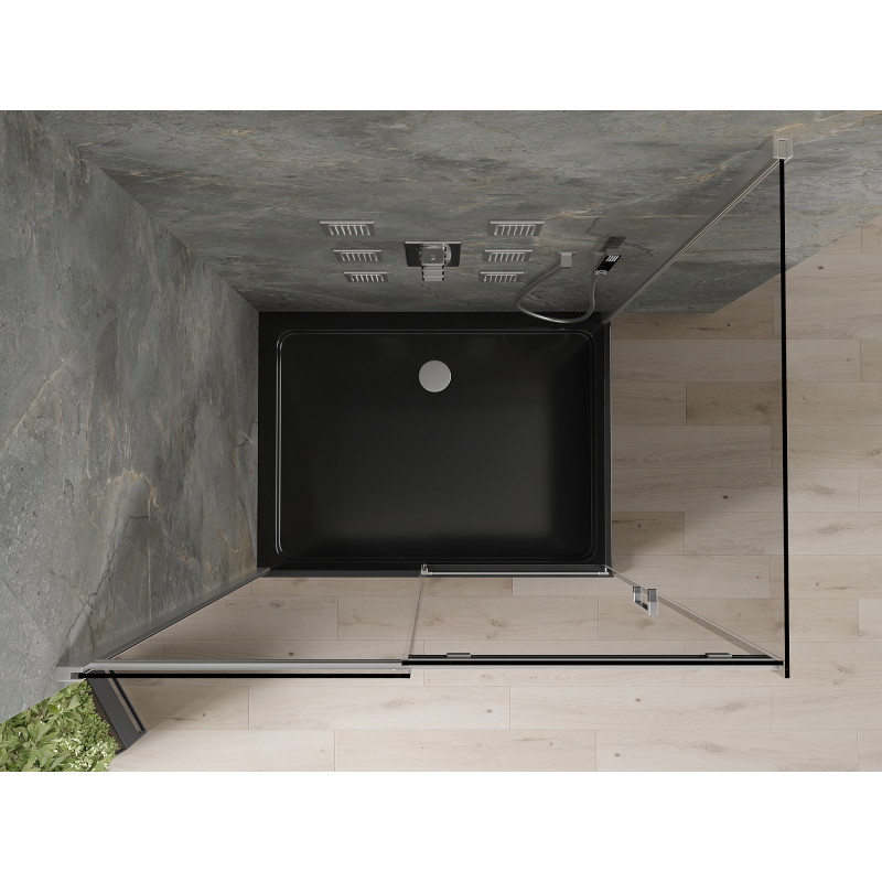 Mexen Omega cabina de duș culisantă 120 x 80 cm, grafit, crom + cadă Flat, negru - 825-120-080-01-40-4070
