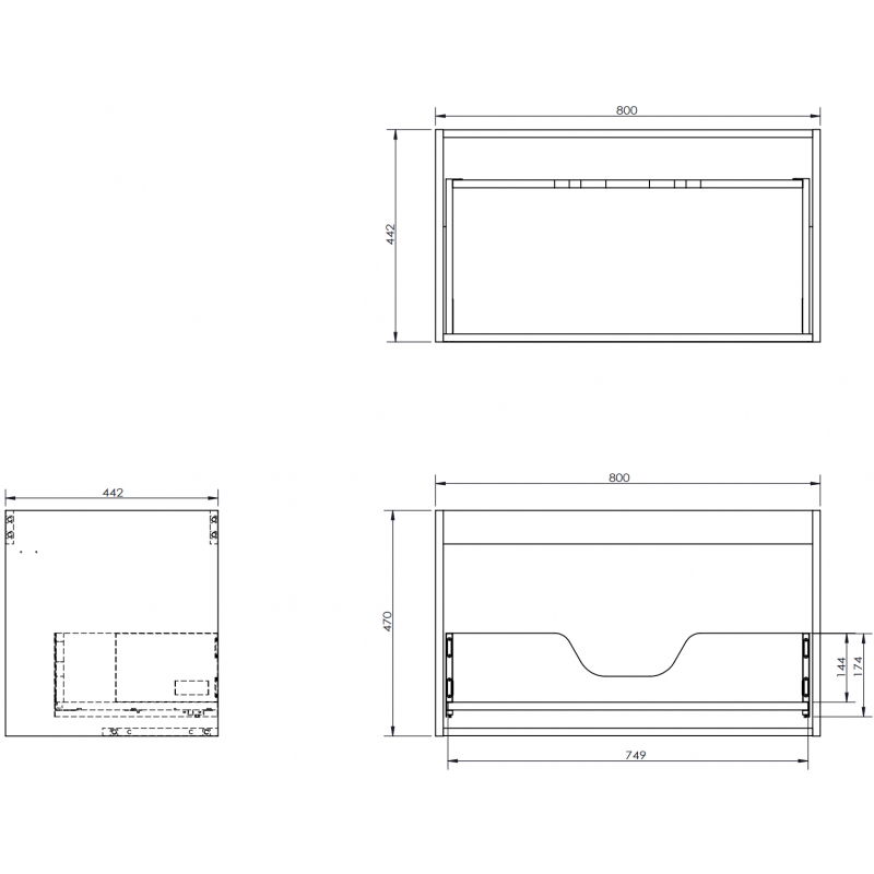 Mexen Box-A mosdókagyló alatti szekrény korpusz 80 cm, 1 fiók, fényes fehér - 91AX0-0800-470-1-00