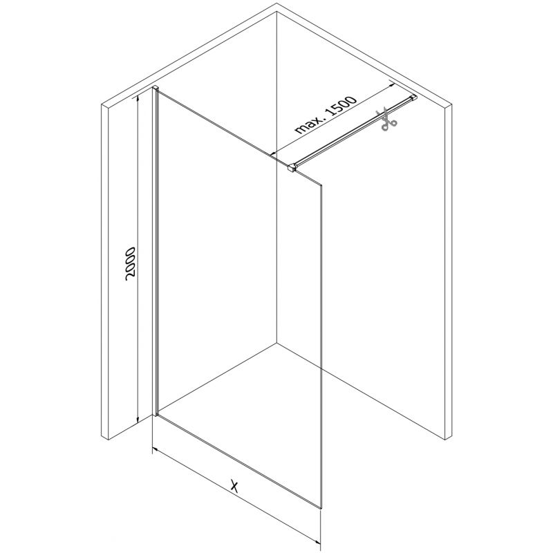Mexen Kioto-X perete de duș Walk-in 130 x 200 cm, grafit 10 mm, crom - 800-130-101-01-40-X
