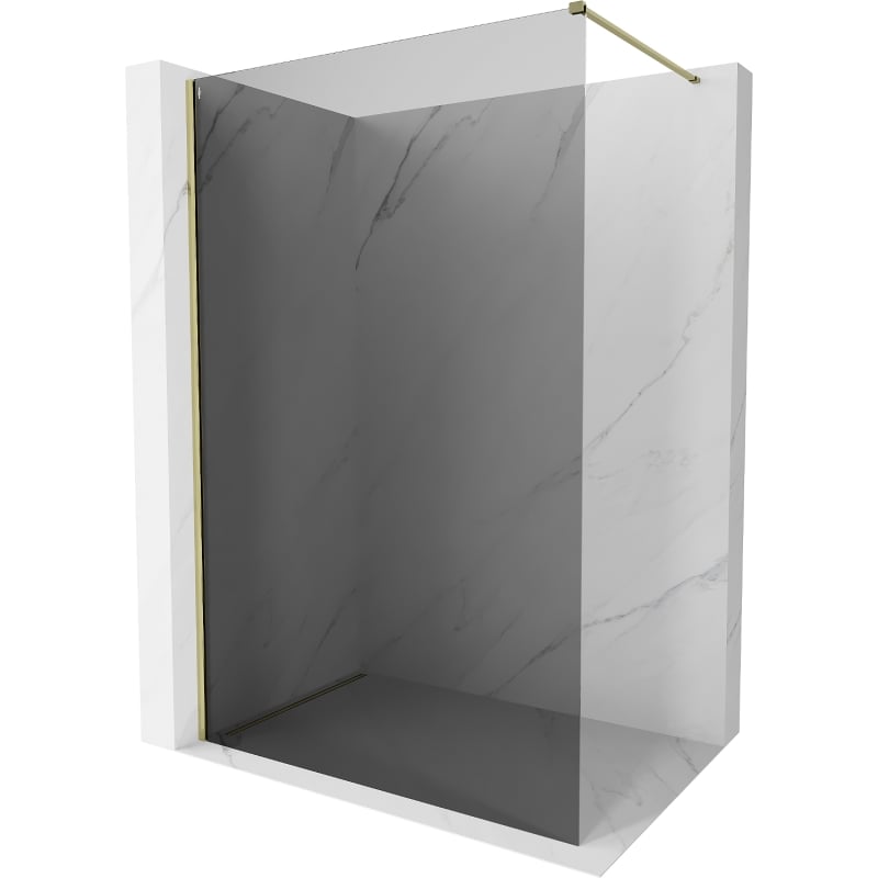 Perete de duș Mexen Kioto-X Walk-in 80 x 200 cm, grafit 10 mm, auriu - 800-080-101-50-40-X