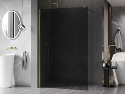 Mexen Kioto-X perete de duș Walk-in 130 x 200 cm, grafit 10 mm, aur - 800-130-101-50-40-X