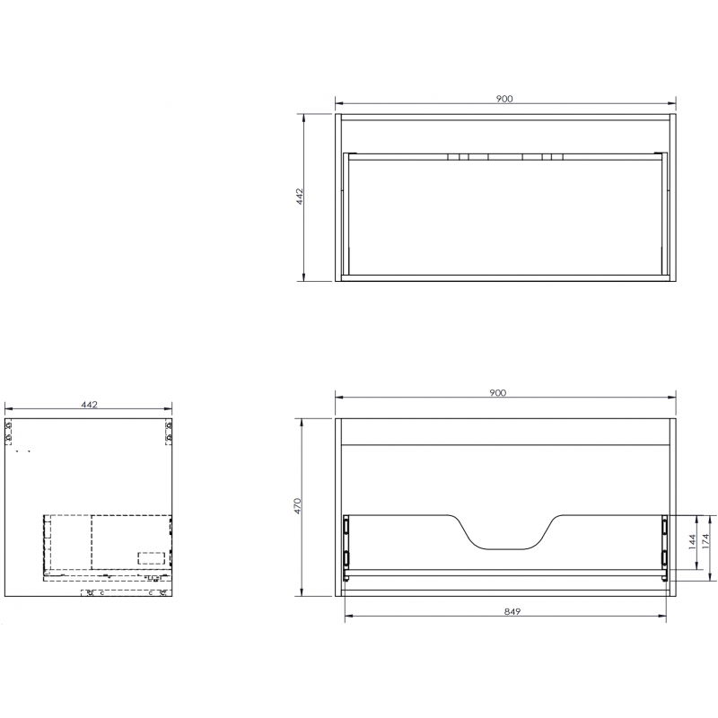 Mexen Box-A corp dulap sub chiuvetă 90 cm, 1 sertar, gri mat - 91AX0-0900-470-1-62
