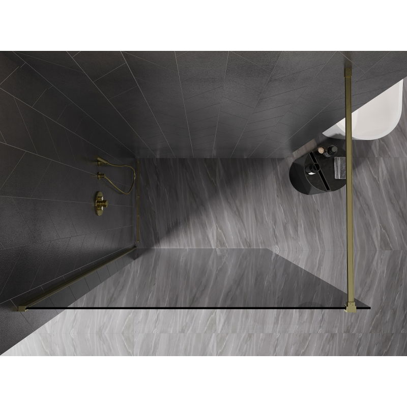 Mexen Kioto-X panou de duș Walk-in 150 x 200 cm, grafit 10 mm, auriu periat - 800-150-101-55-40-X