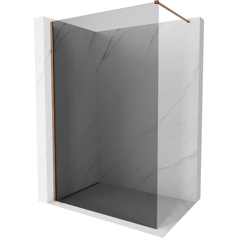 Perete duș Mexen Kioto-X Walk-in 90 x 200 cm, grafit 10 mm, aur roz - 800-090-101-60-40-X