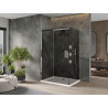 Mexen Omega etnevezdto fülke eltolható 100 x 70 cm, grafit, króm + Flat tálca, fehér - 825-100-070-01-40-4010