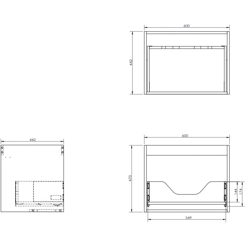 Mexen Box-A mosdószekrény test 60 cm, 1 fiók, dió - 91AX0-0600-470-1-86