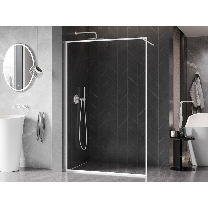 Mexen Kioto-XF Walk-in Zuhanyfal kerettel 90 x 202 cm, átlátszó 10 mm, fehér - 800-090-104-20-00-X
