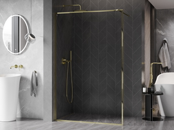 Perete de duș Walk-in Mexen Kioto-XF cu ramă 90 x 202 cm, transparent 10 mm, aurie - 800-090-104-50-00-X