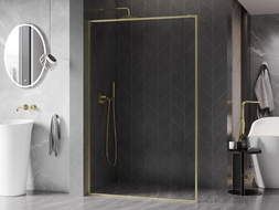Mexen Kioto-XF perete de duș Walk-in cu ramă 120 x 202 cm, transparent 10 mm, auriu periat - 800-120-104-55-00-X