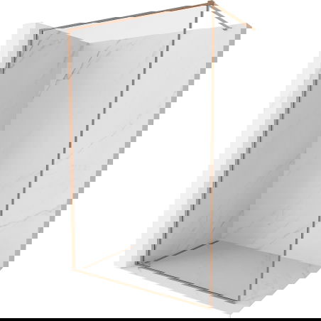 Mexen Kioto-XF zuhanyfal Walk-in kerettel 100 x 202 cm, átlátszó 10 mm, selyemfényű réz - 800-100-104-65-00-X