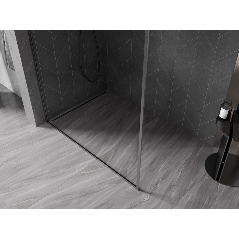 Mexen Kioto-XF Walk-in zuhanyfal kerettel 60 x 202 cm, áttetsző 10 mm, szálcsiszolt fegyverszürke - 800-060-104-66-00-X