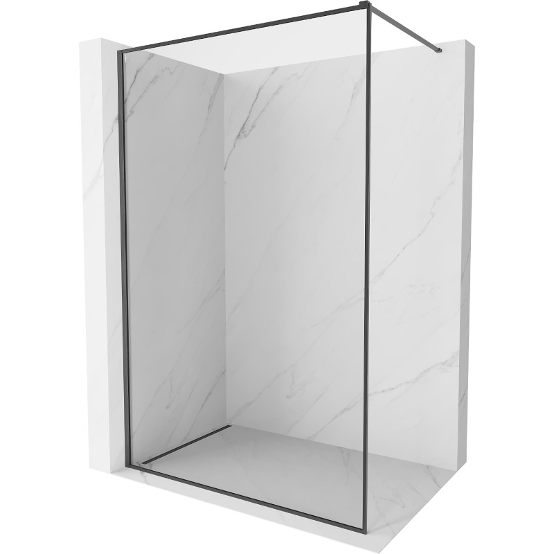 Mexen Kioto-XF Walk-in zuhanyfal kerettel 110 x 202 cm, átlátszó 10 mm, szálcsiszolt szürke - 800-110-104-66-00-X