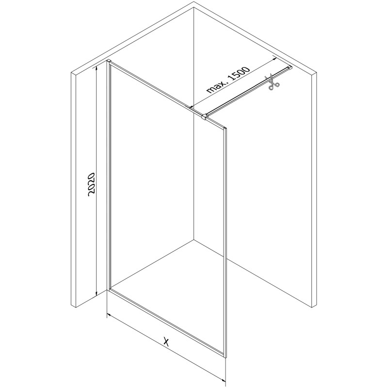 Mexen Kioto-XF perete de duș Walk-in cu cadru 90 x 202 cm, îngheț 10 mm, nichel periat - 800-090-104-97-30-X