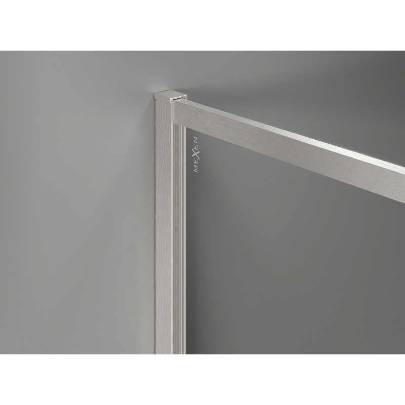 Mexen Kioto-XF Walk-in zuhanyfal kerettel 90 x 202 cm, jégkék 10 mm, kefélt nikkel - 800-090-104-97-30-X