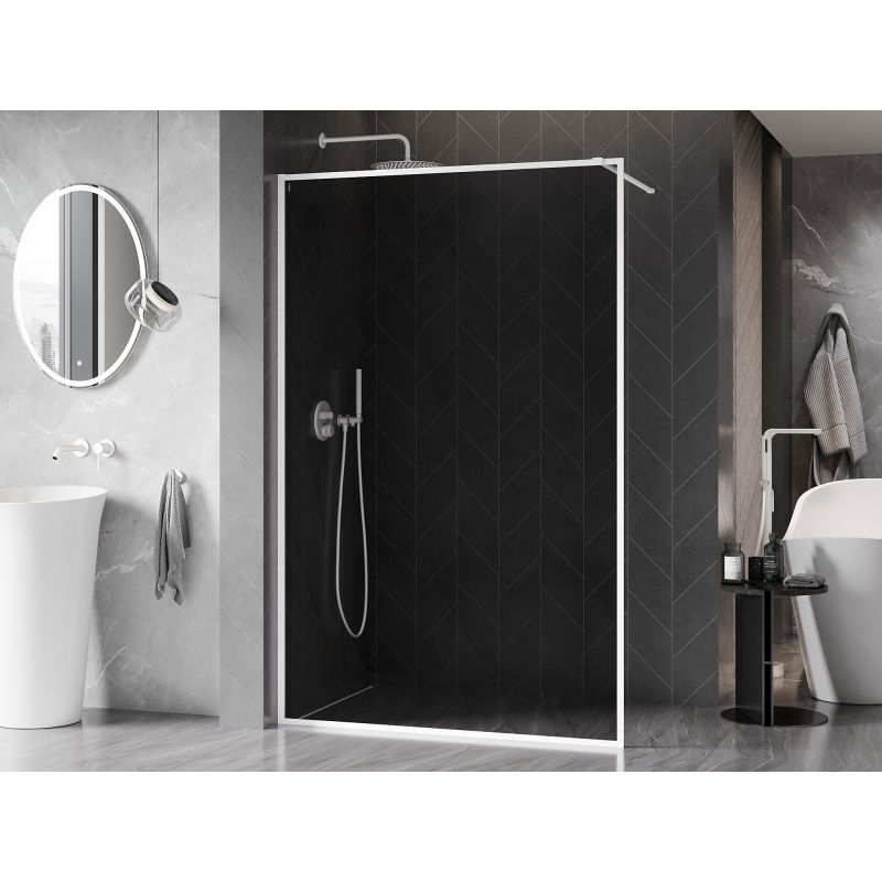Mexen Kioto-XF Walk-in zuhanyfal kerettel 70 x 202 cm, grafit 10 mm, fehér - 800-070-104-20-40-X